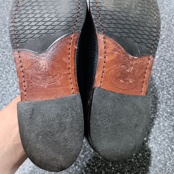 HS Trask Men 8.5 M Brown Black Leather Kiltie Tassel Handsewn Dress Loafer USA‎ - Picture 5 of 7